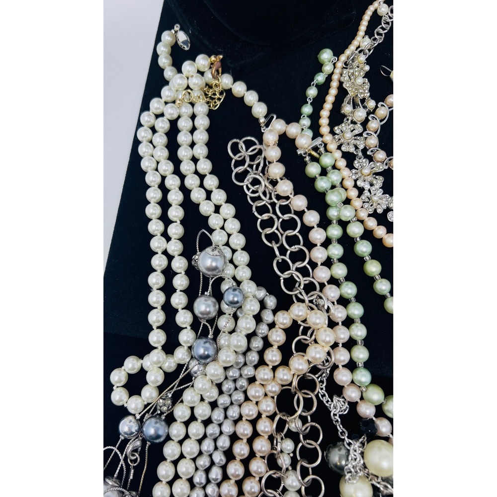 Vintage to Modern Pearl Necklace & Bracelet Gold & Silver Tone Beaded Lot of 30 - Picture 10 of 16